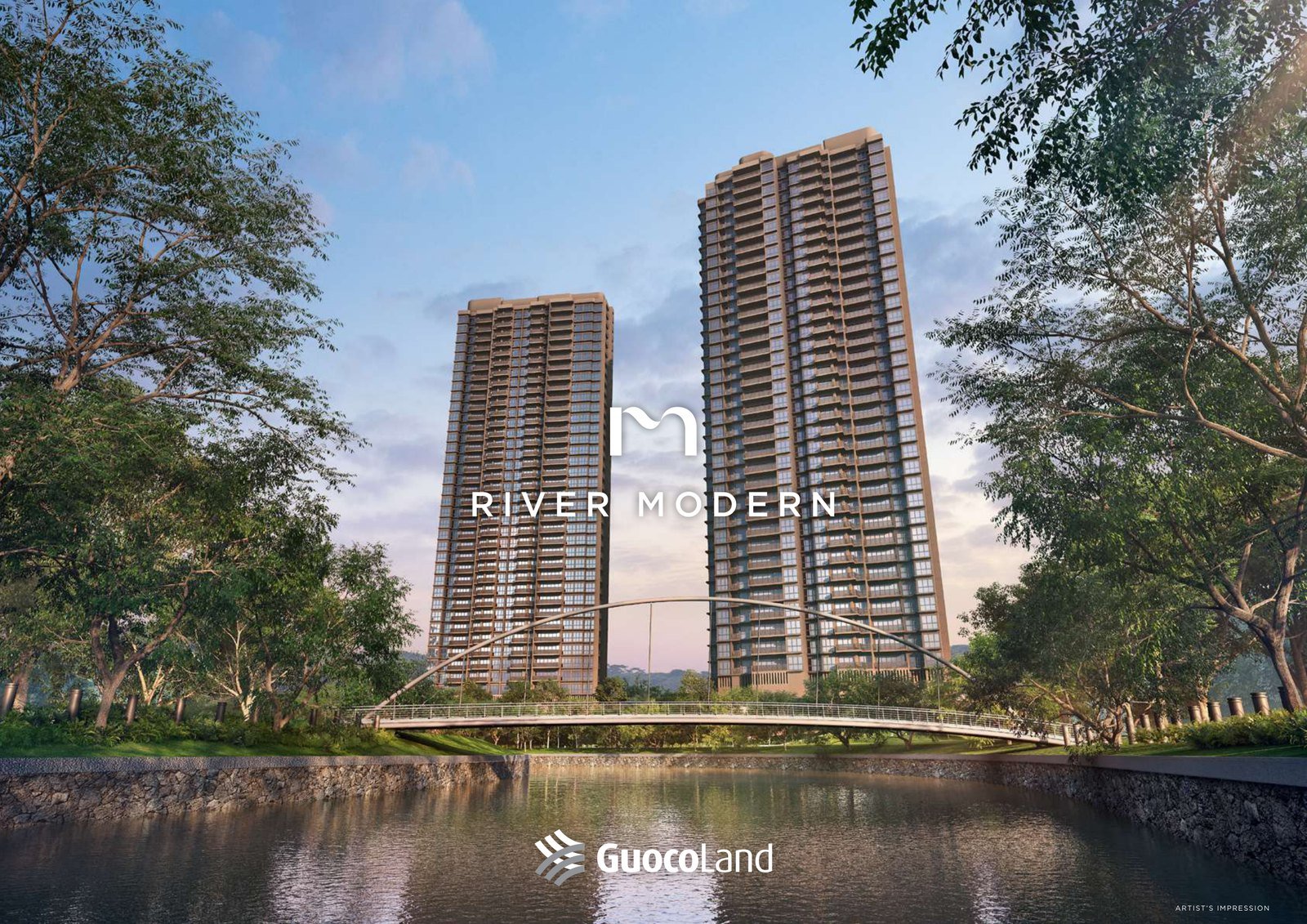 River Modern's two towers seen across the Singapore River, artist's impression